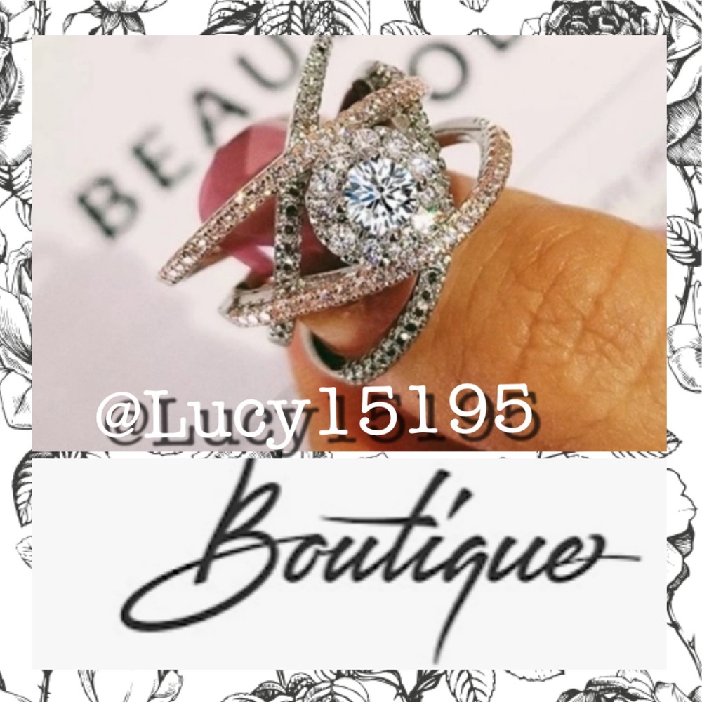 NEW SILVER ROSE GOLD DIAMOND RING